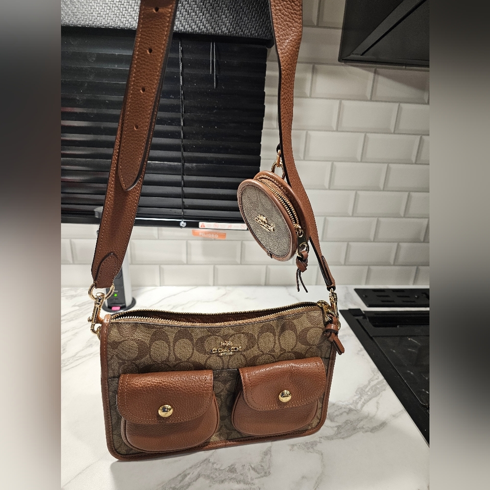 Coach Pennie crossbody with coin case in signature canvas & leather